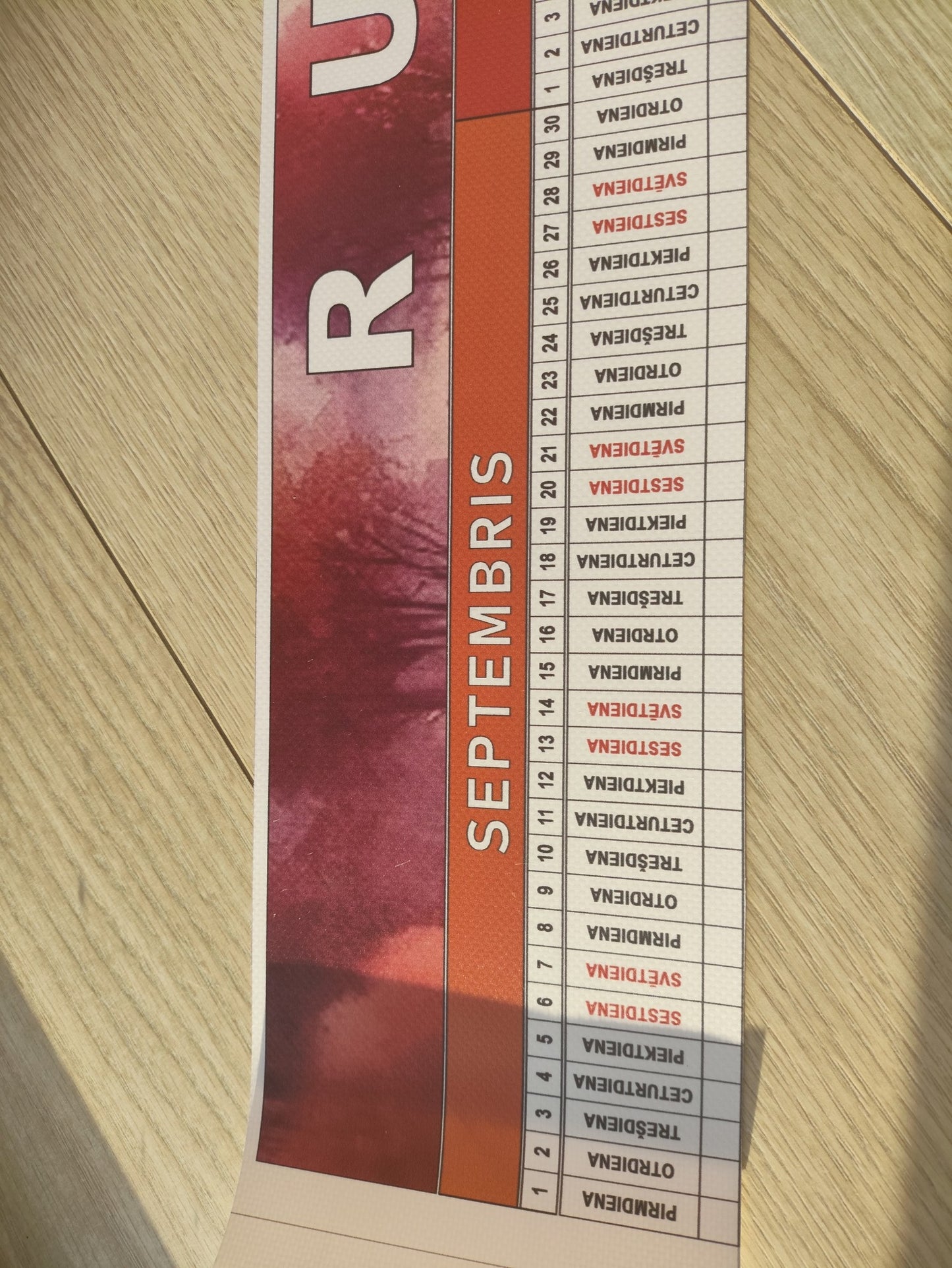 Lineārs kalendārs no 1.septembra līdz 31.augustam