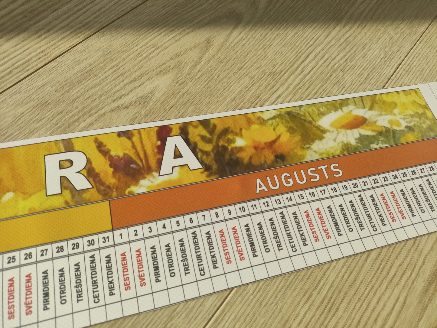 Lineārs kalendārs no 1.septembra līdz 31.augustam