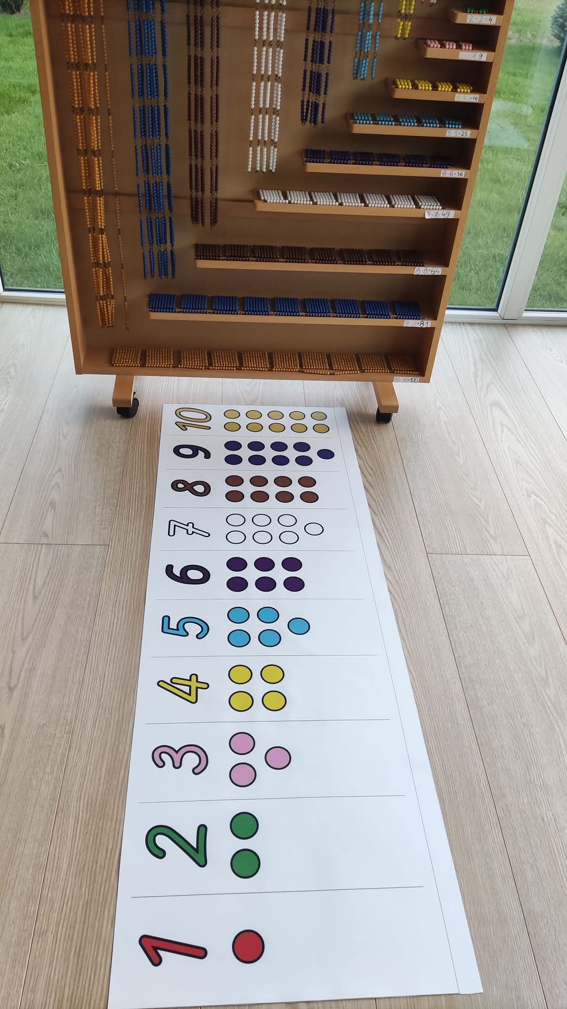 Rakstīto ciparu un pērļu kvantitāte sleja/paklājiņš